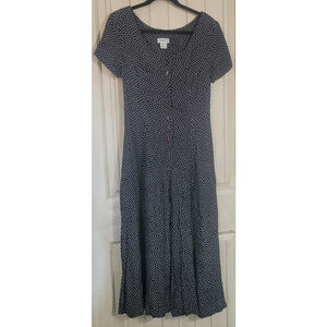 Vintage 90s Express Campagnie Intl Jumpsuit Size S Black Tan Polk Dot Wide Leg